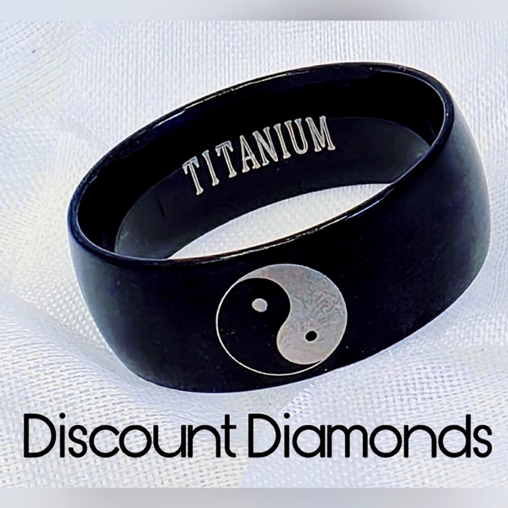 Men's / Women's Unisex Yin Yang Black All Occasion Titanium  Ring